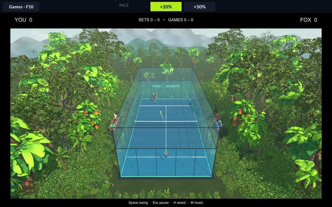 Padel: lapangan berdinding kaca di tengah hutan.